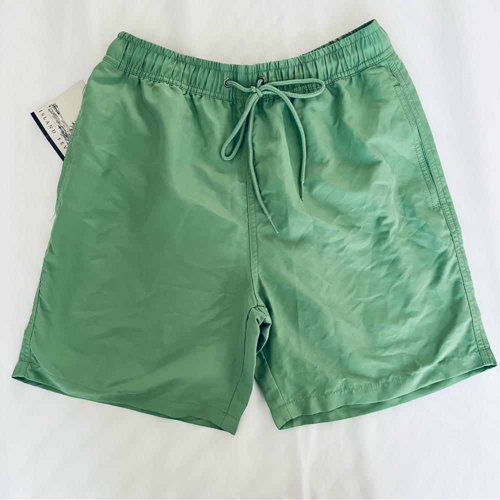 Island Fever Men's Swim Shorts Quick Dry Micro Fiber Comfort Fit Sea Green Small
